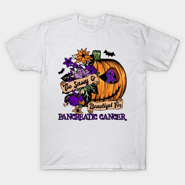 Pancreatic Cancer Awareness Awareness - retro halloween scary pumpkin head T-Shirt by Lewis Swope